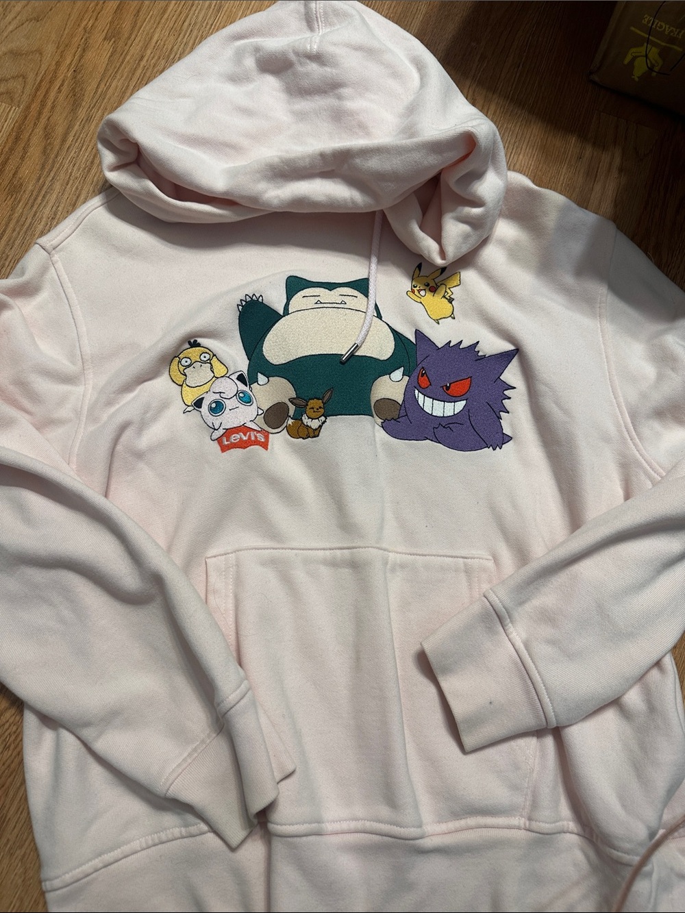 RARE Levi's Light Pink Hoodie with Colorful Pokémon Graphic